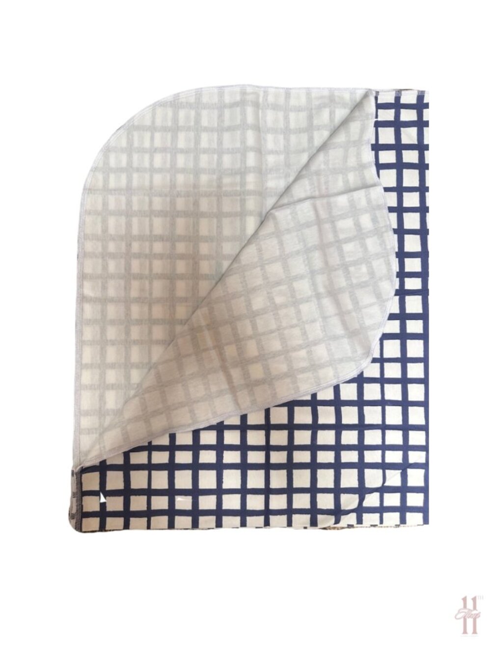 NEW Jennifer Ann Blue Checkered Organic Blanket - Standard